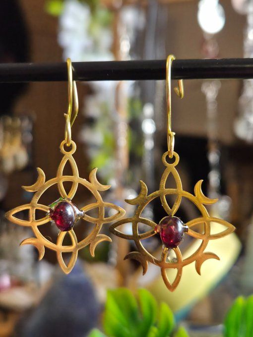 Boucle d’oreille  Grenat rhodolite : amour ,passion. 