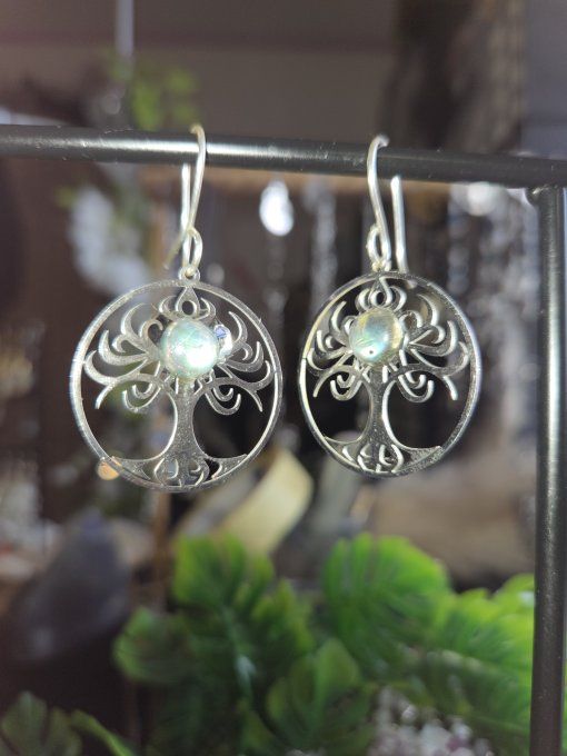 Boucle d’oreille labradorite 