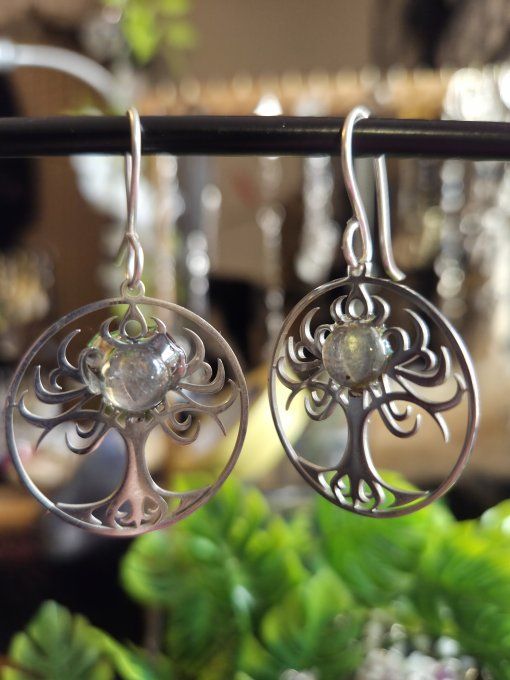 Boucle d’oreille labradorite 