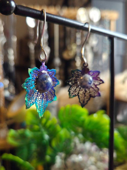 Boucle d'oreille Sodalite -anxieté et peurs