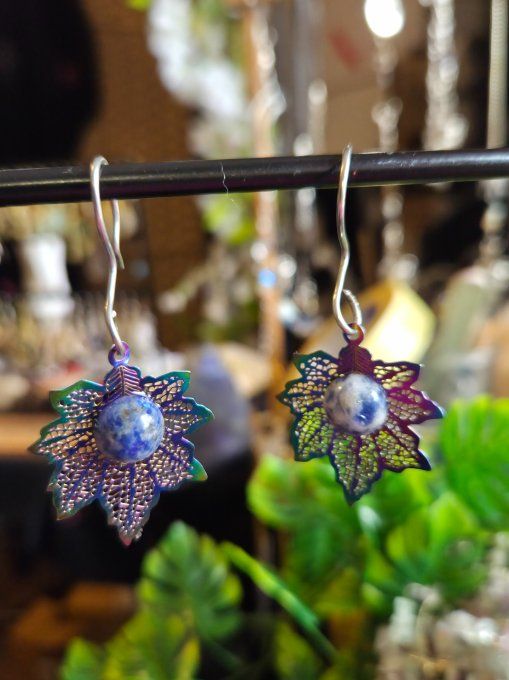 Boucle d'oreille Sodalite -anxieté et peurs