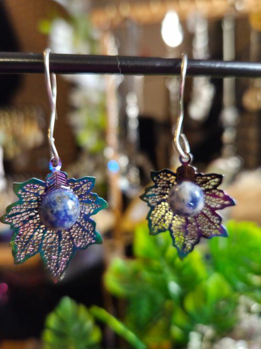 Boucle d'oreille Sodalite -anxieté et peurs