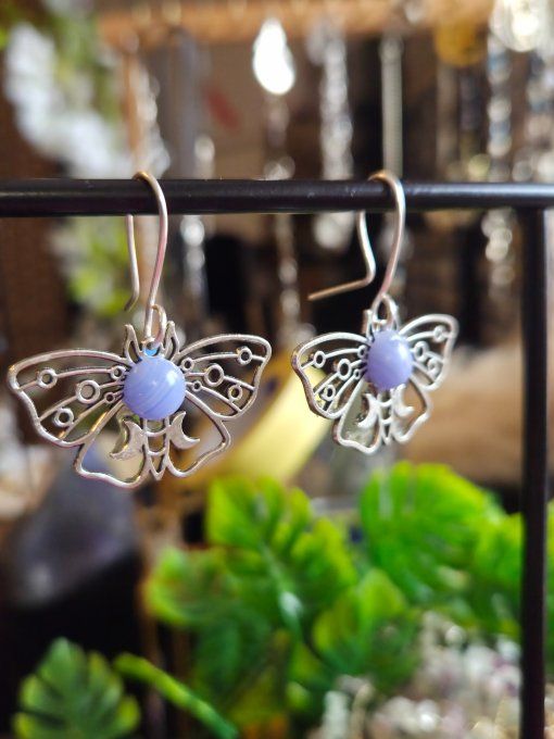 Boucle Agate Blue Lace - serenité et parole 