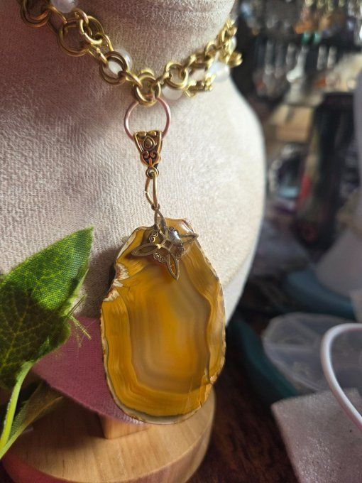 Collier agate jaune Dragon sorcier