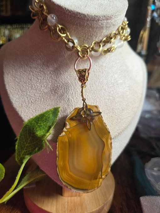 Collier agate jaune Dragon sorcier
