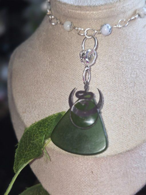 Collier serpentine -Silver moon snake 
