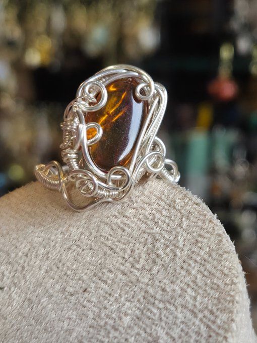 Bague Ambre Bleu ✨serenité joie et clarté  