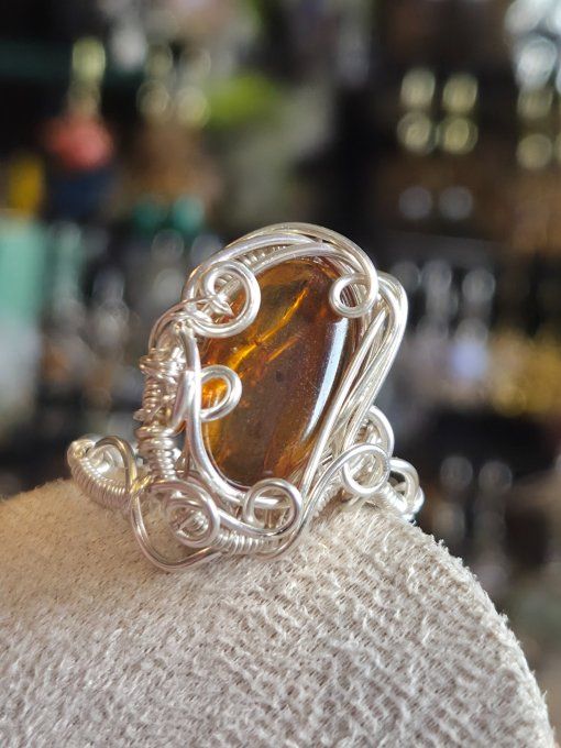 Bague Ambre Bleu ✨serenité joie et clarté  