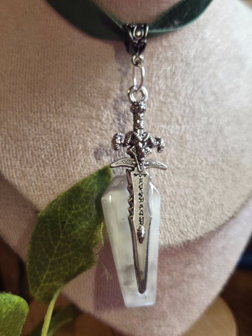 Pendentif  Sélénite Épée – Purification, Harmonie & Sérénité - Copie