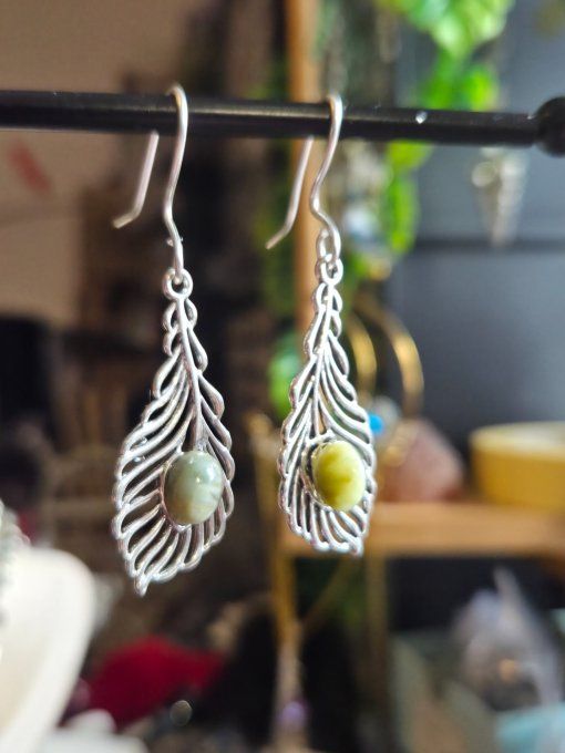 Boucle d'oreille chrysoberyl Oeil de chat : Chance et joie  