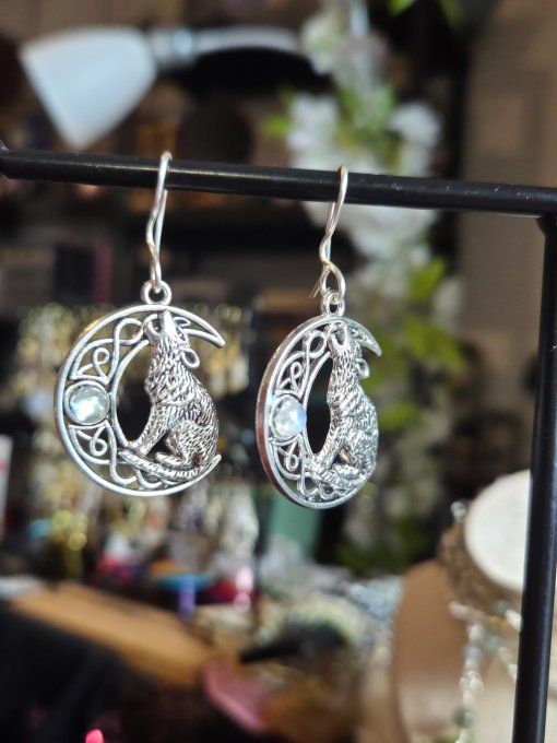 Boucle d’oreille Pierre de lune ✨ Péristerite 