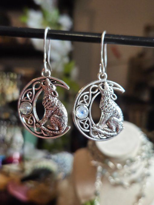 Boucle d’oreille Pierre de lune ✨ Péristerite 