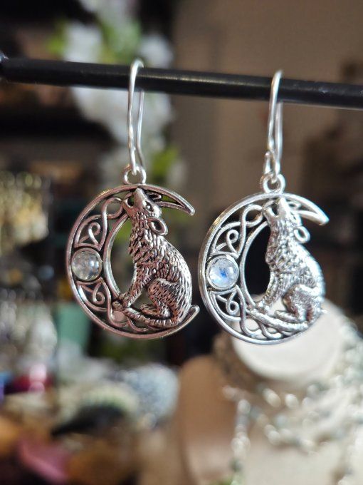 Boucle d’oreille Pierre de lune ✨ Péristerite 