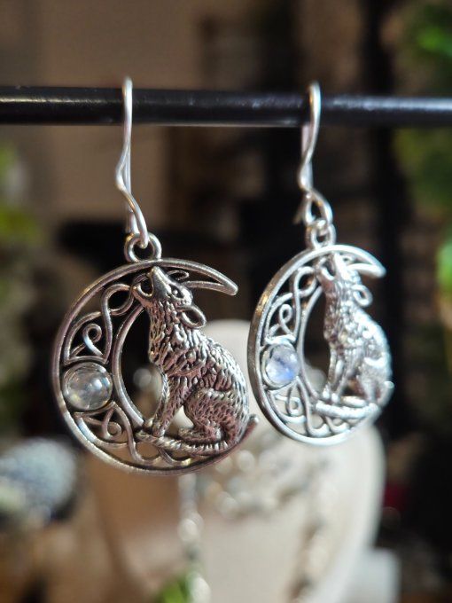 Boucle d’oreille Pierre de lune ✨ Péristerite 
