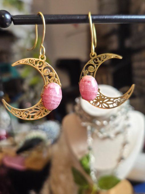 Boucle d’oreille rhodochrosite - Sérénité & Bien-Être Émotionnel  