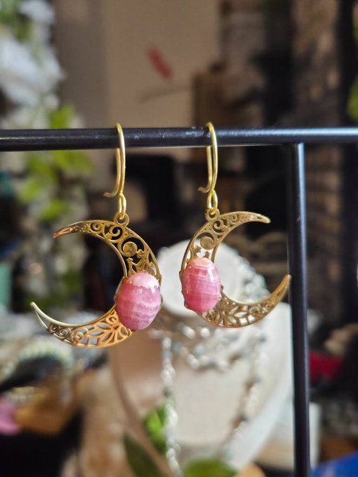 Boucle d’oreille rhodochrosite - Sérénité & Bien-Être Émotionnel  