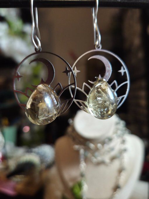 Boucles D’Oreilles Citrine ✨ Pierre De L’abondance et joie