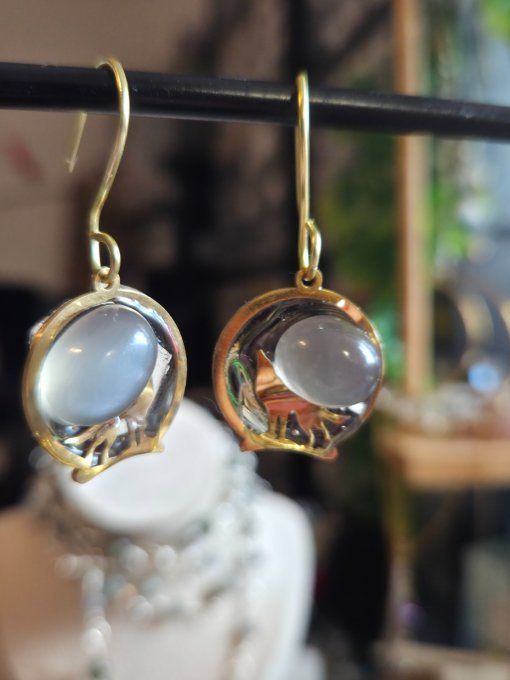 Boucles Pierre de lune Hecatolite - loup