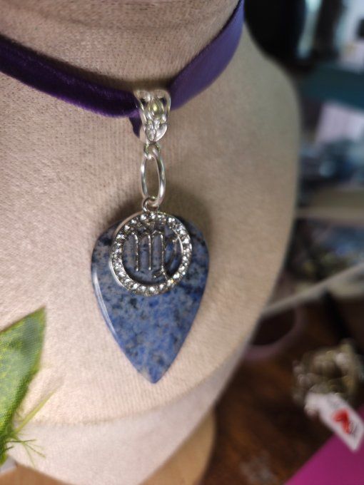 Collier Dumortierite -Quartz bleu -astro vierge 
