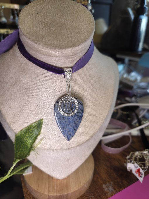 Collier Dumortierite -Quartz bleu -astro vierge 