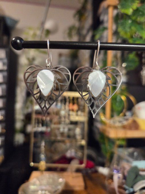 Boucles d'oreille Nacre Blanche 