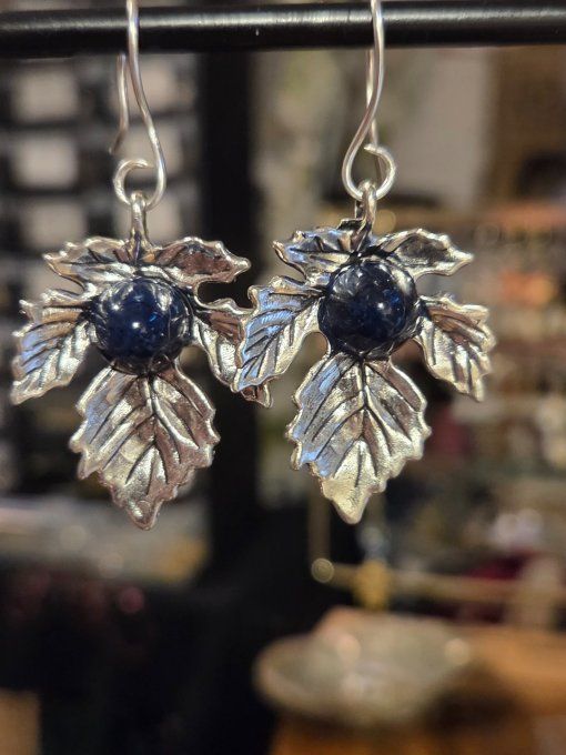 Boucle d'oreille Sodalite : peur primaire & anxieté. 