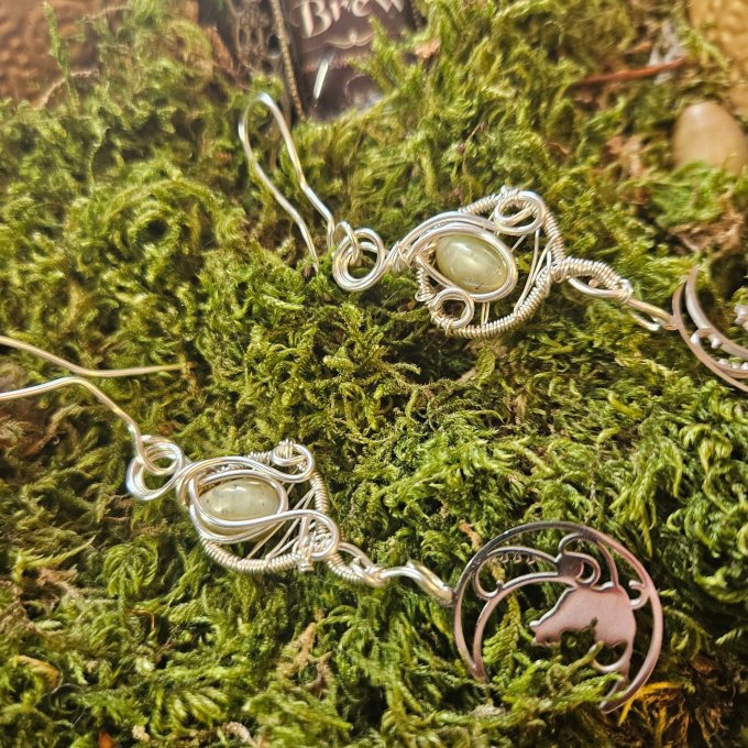 Boucle d'oreille chrysoberyl Oeil de chat : Chance et joie  - Copie