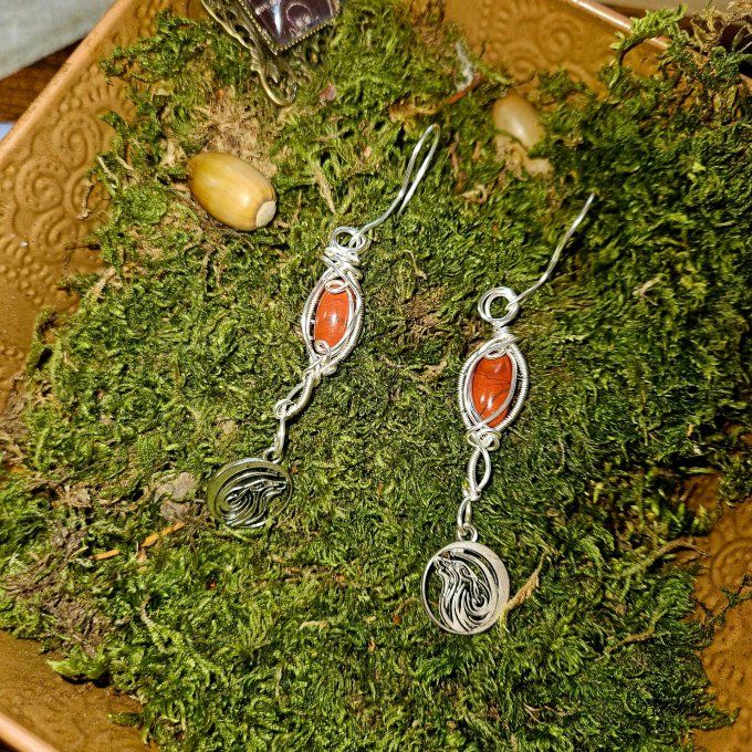 Boucle D'oreille Jaspe rouge 