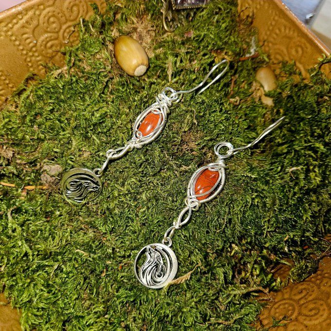 Boucle D'oreille Jaspe rouge 