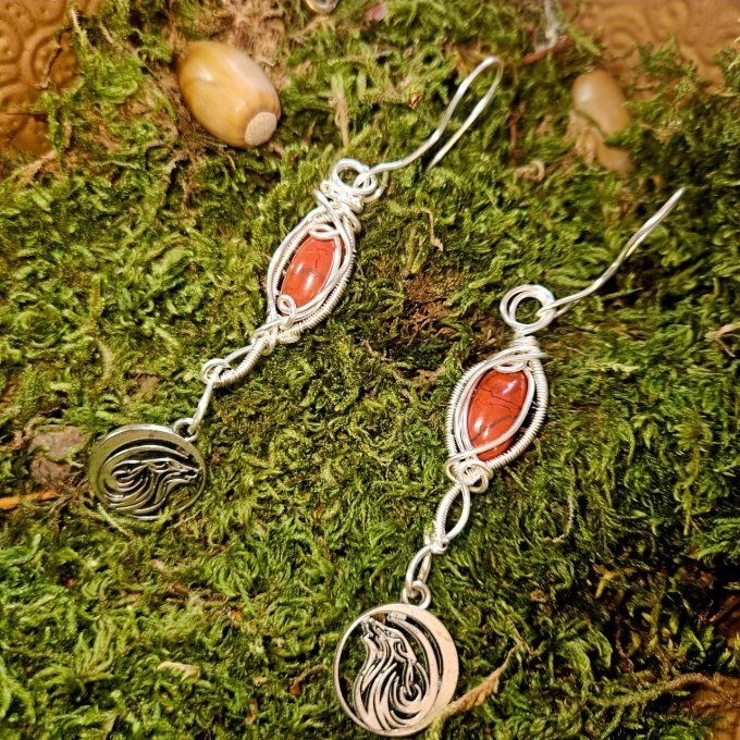 Boucle D'oreille Jaspe rouge 