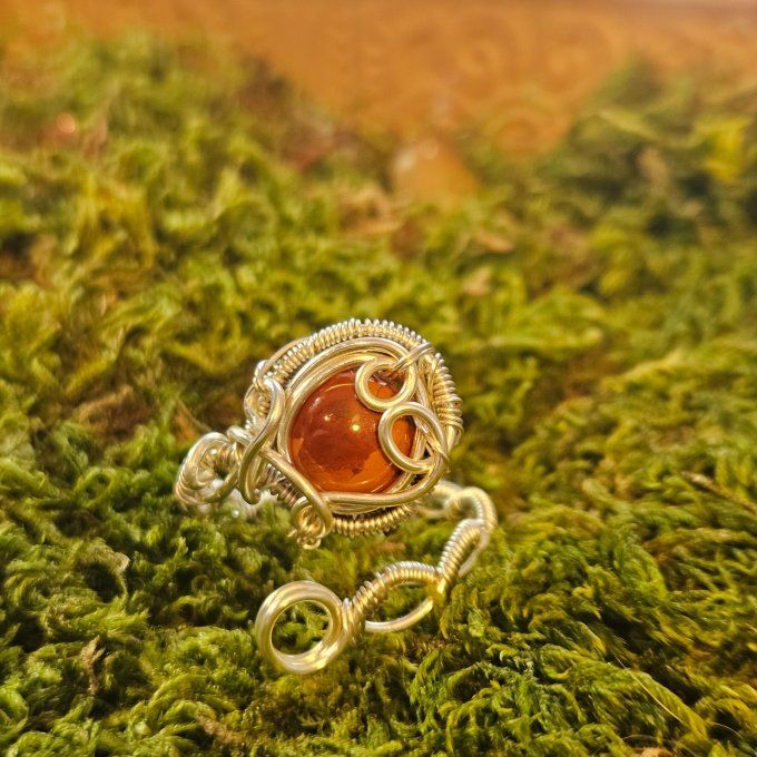 Jaspe Rouge -Bague ajustable 