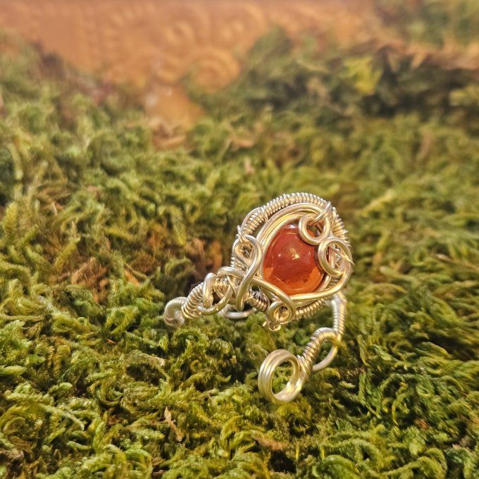 Jaspe Rouge -Bague ajustable 
