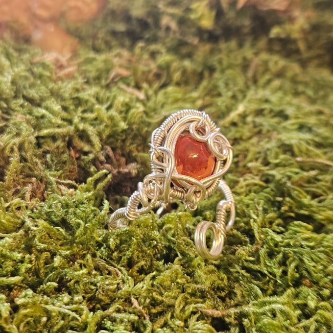 Jaspe Rouge -Bague ajustable 