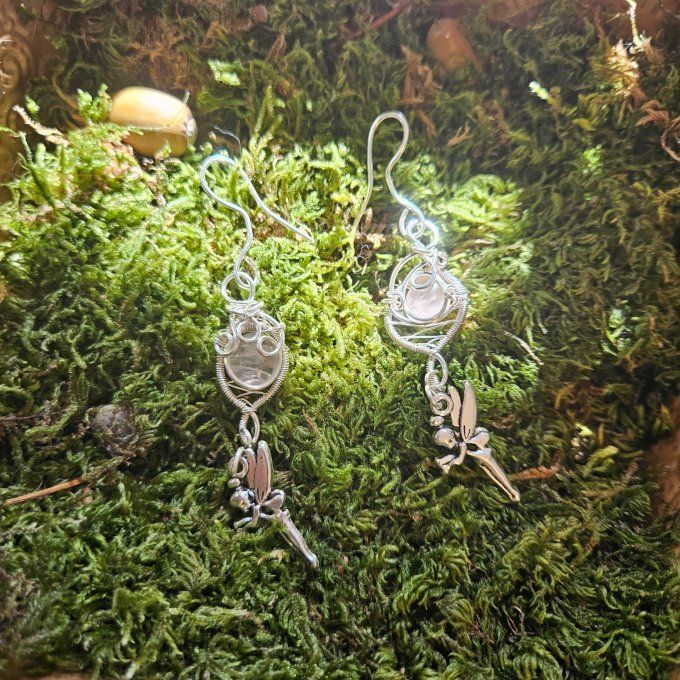 Boucle d'oreille - Quartz rose 