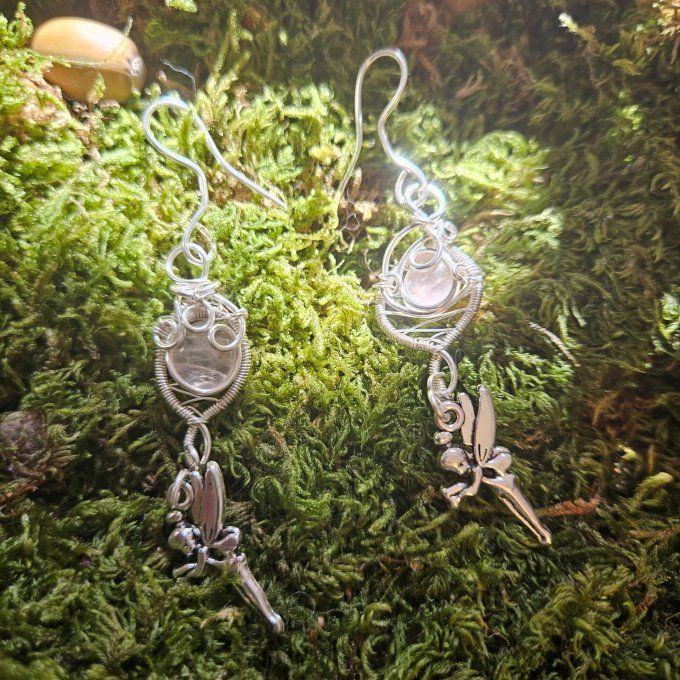 Boucle d'oreille - Quartz rose 