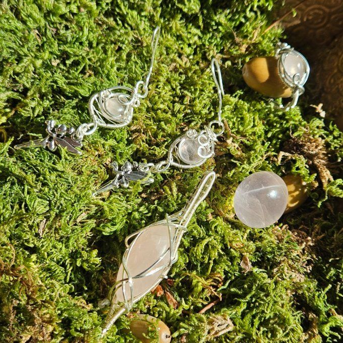 Coffret parure Quartz rose 