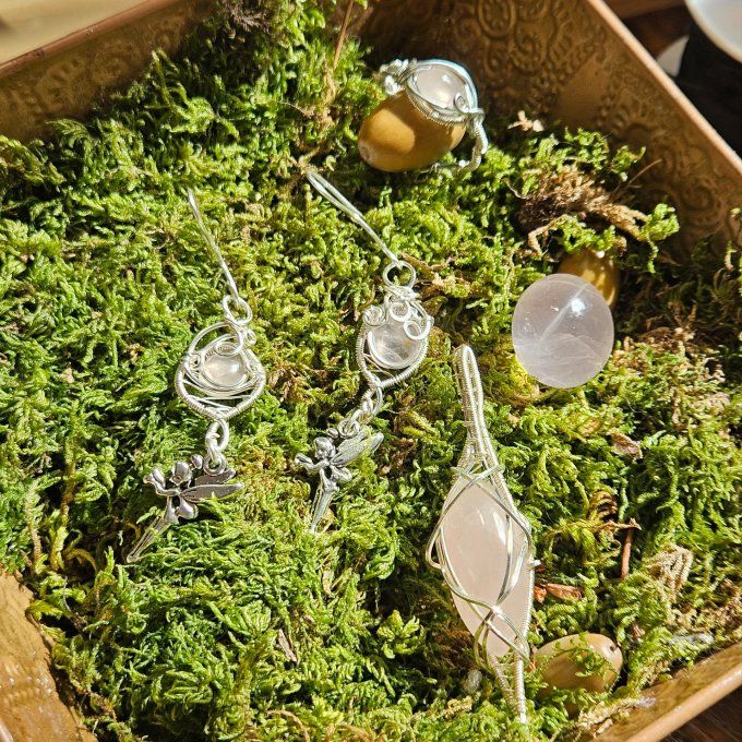 Coffret parure Quartz rose 
