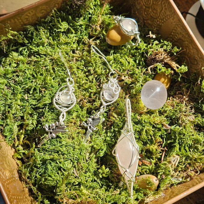 Coffret parure Quartz rose 