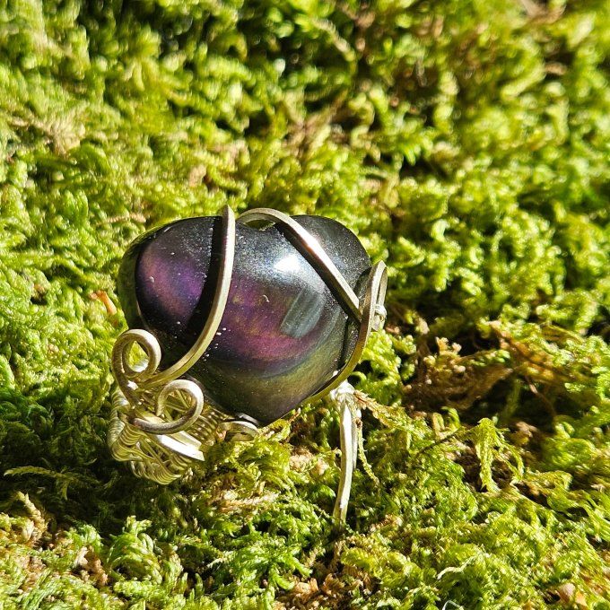 Bague oeil céleste coeur ajustable
