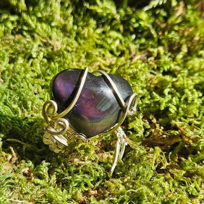 Bague oeil céleste coeur ajustable