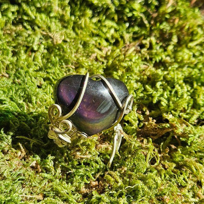 Bague oeil céleste coeur ajustable