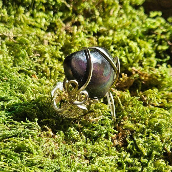 Bague oeil céleste coeur ajustable