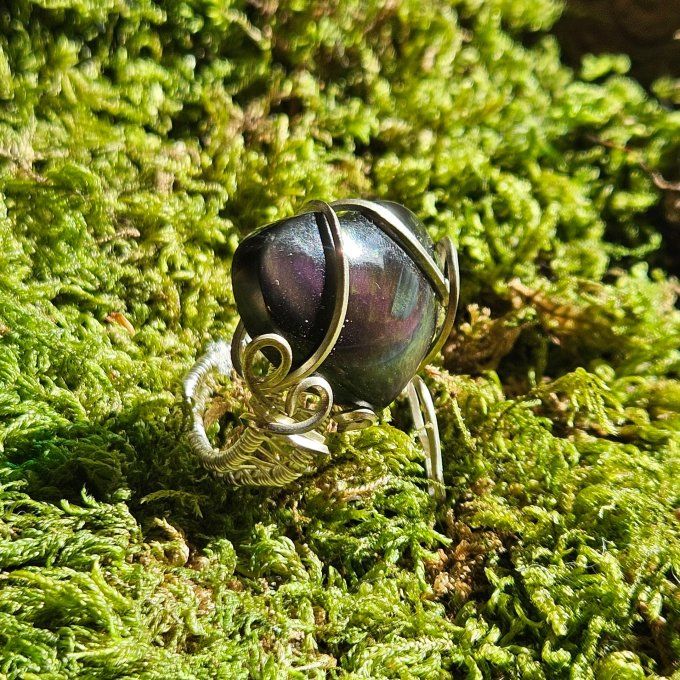 Bague oeil céleste coeur ajustable