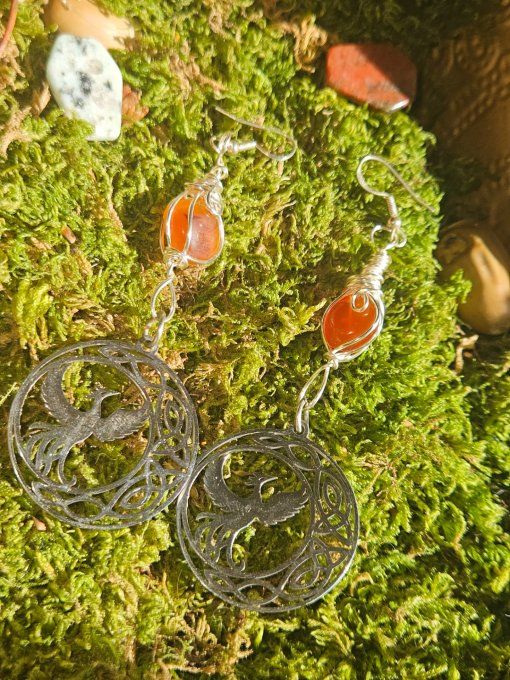 Cornaline✨ - boucles d'oreilles Phénix 