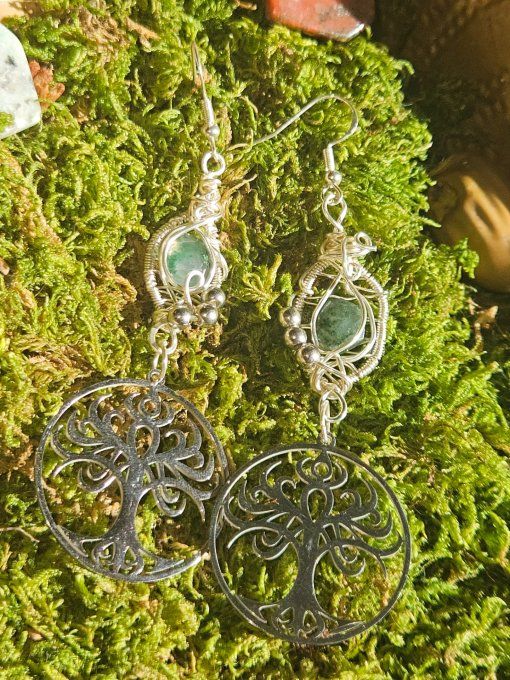 Boucle d'oreille agate mousse 