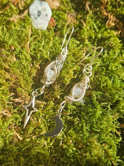 Pierre de lune ✨ Péristerite ✨ Boucle d'oreille. 