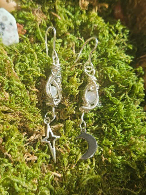 Pierre de lune ✨ Péristerite ✨ Boucle d'oreille. 