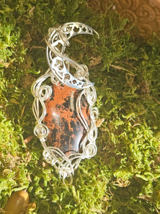  Amulette Obsidienne Mahogany – Protection, Sérénité & Équilibre