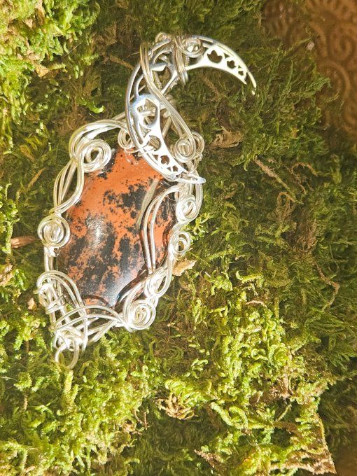  Amulette Obsidienne Mahogany – Protection, Sérénité & Équilibre