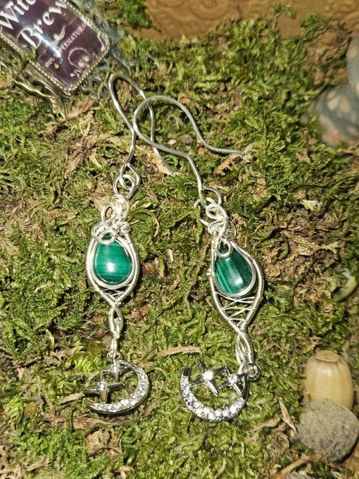 Boucle d'oreille Malachite –✨ Harmonie et Protection du Cœur 